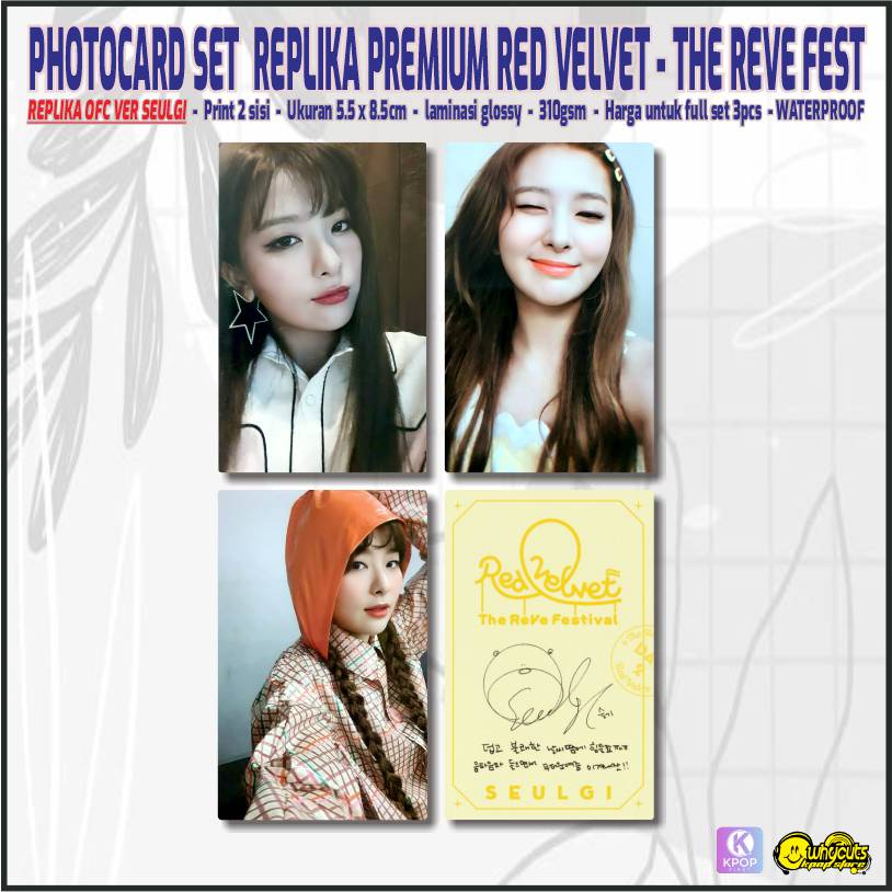 Photocard Set Premium Red Velvet The REVE Festival / Print 2 sisi laminasi glossy / Anti air