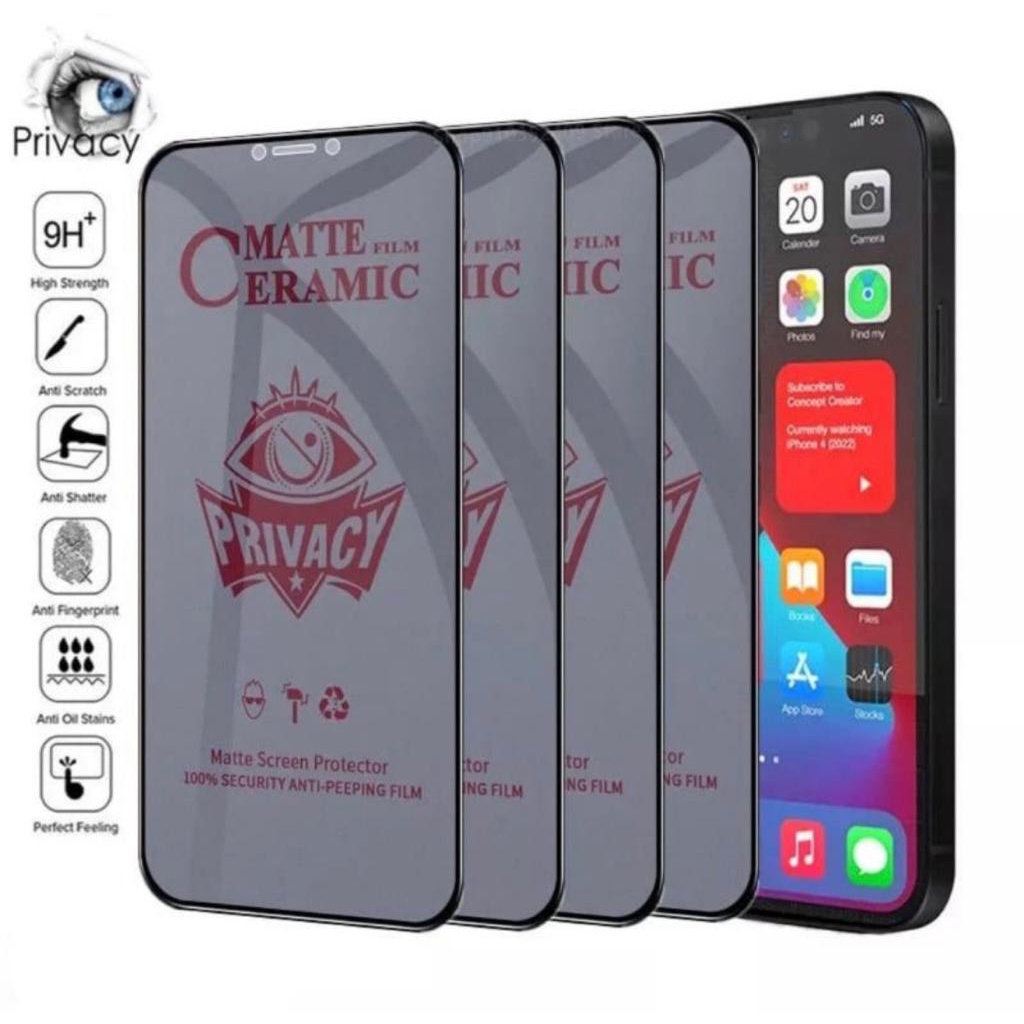 TEMPERED GLASS CERAMICS PRIVACY ANTI SPY MATTE IPHONE X / XS / XR 6.1 / XS MAX 6.5 / 11 PRO / 11 / 11 PRO MAX / 12 / 12 PRO / 12 PRO MAX / 12 MINI / 13 / 13 PRO / 13 PRO MAX / 13 MINI / 14 / 14 PRO / 14 MAX / 14 PRO MAX / 15 / 15 PRO / 15 PLUS / 15 PROMAX