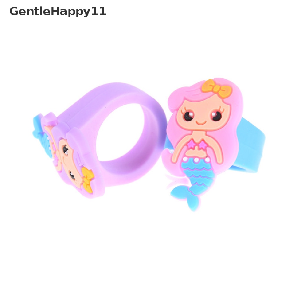 Gentlehappy 1PC Karet PVC Kartun Mermaid Princess Anak Cincin Anak Mainan Cincin Silikon id