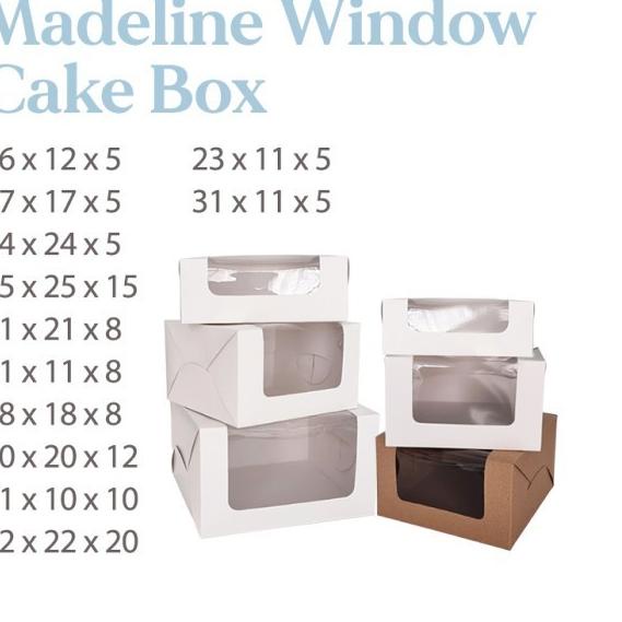 

[Digipack] Madeline Window White Cake Box 21 x 21 x 8 | Dus Kue