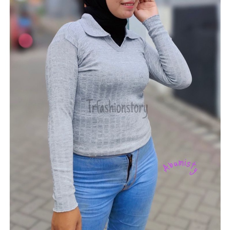 ALENA LONG SLEEVE KRAH POLO ATASAN WANITA RAJUT