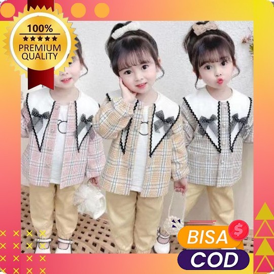 Setelan Anak Cewek Mutiara Jeans Joger Import Set Anak Pesta Natal Gereja Baju Stelan Anak Cewek Kor