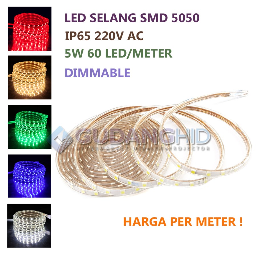 Lampu Tumblr Dekorasi LED Strip Selang 5050 220V 5W IP65 Waterproof