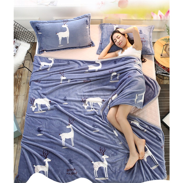 GO! HD957 Selimut Dewasa Bulu halus Ukuran 130x250 motif keren Halus Lembut Cantik