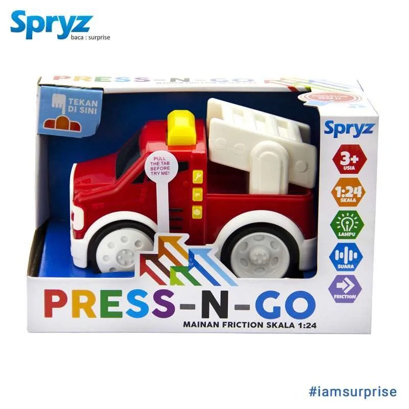 Mainan Mobil Pemadam Kebakaran / Konstruksi /Listrik Lampu &amp; Suara Spryz Press &amp; Go 1:24