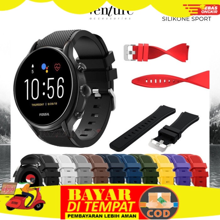 {COD} TALI JAM STRAP SMARTWATCH FOSSIL GEN 4 5 22MM MODEL SPORT SILIKON - black