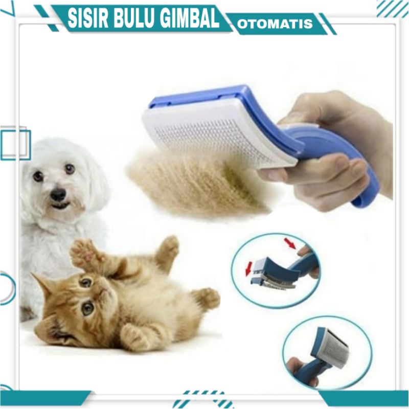 Sisir Bulu Otomatis Kucing Anjing / Self Cleaning Grooming Brush