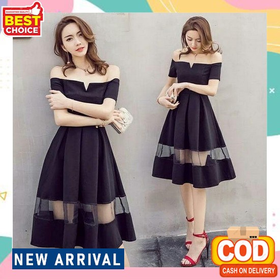 Baju Dress Pesta Wanita Kondangan Moscrepe Tile Dewasa Remaja Terbaru 2022 Kekinian Imlek Natal Kuen