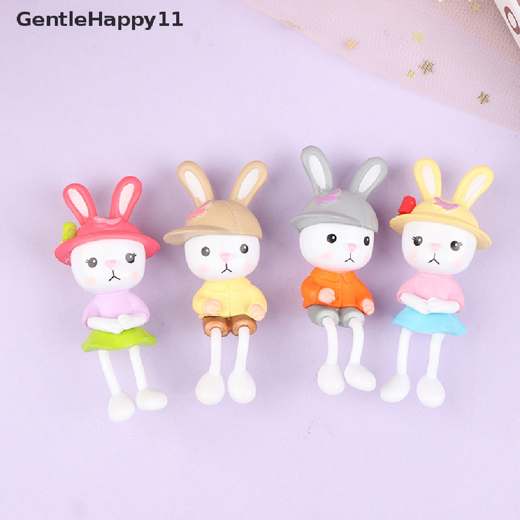 Gentlehappy Patung Dekorasi Pemandangan Miniatur Kelinci Kaki Panjang Resin Lucu Home Decor id