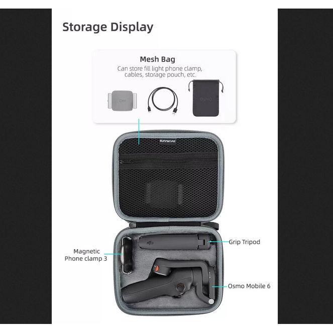 Sunnylife Portable Handbag Carrying Case for DJI Osmo Mobile 6