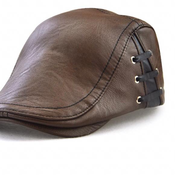 Topi Kulit import Model Copet Pelukis Bassis Topi Kodok TK04 - cokelat muda