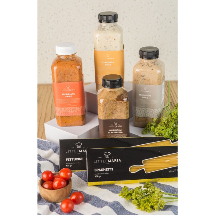 

LITTLEMARIA SAUCES 500ML FREE 1 SPAGHETTI/FETTUCINE PASTA