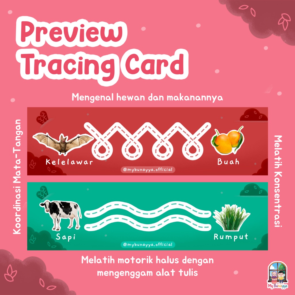 Tracing Cards - Mengenal Hewan - Mengenal Warna - Free Spidol