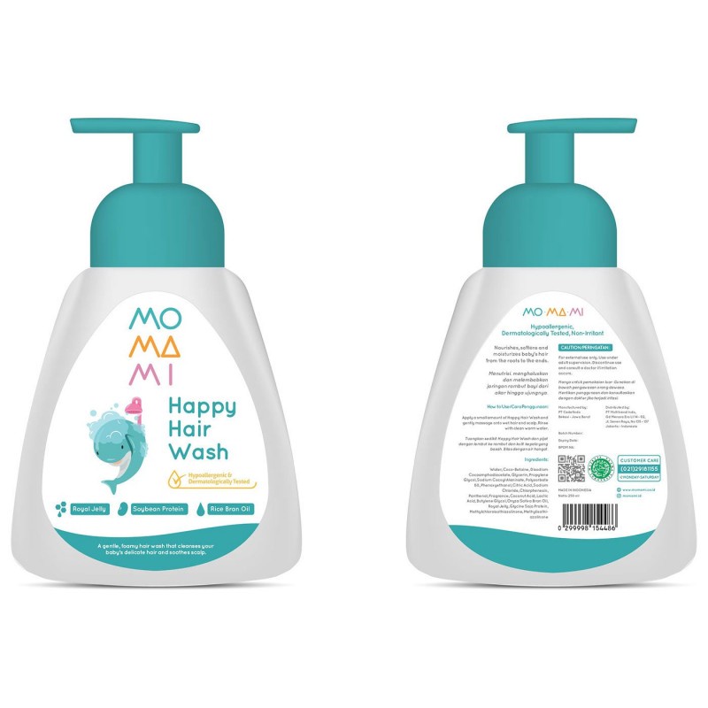 Momami Happy Hair Wash Foam Shampoo Bayi Pump 250 ml - 2 PACK