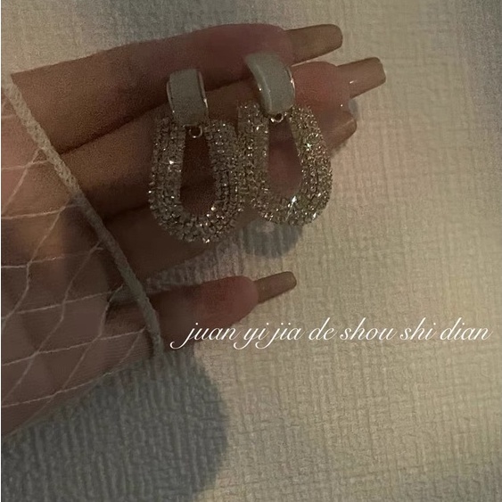 Anting 925 Silver Needle Bentuk Geometris Aksen Berlian Gaya Jepang Korea