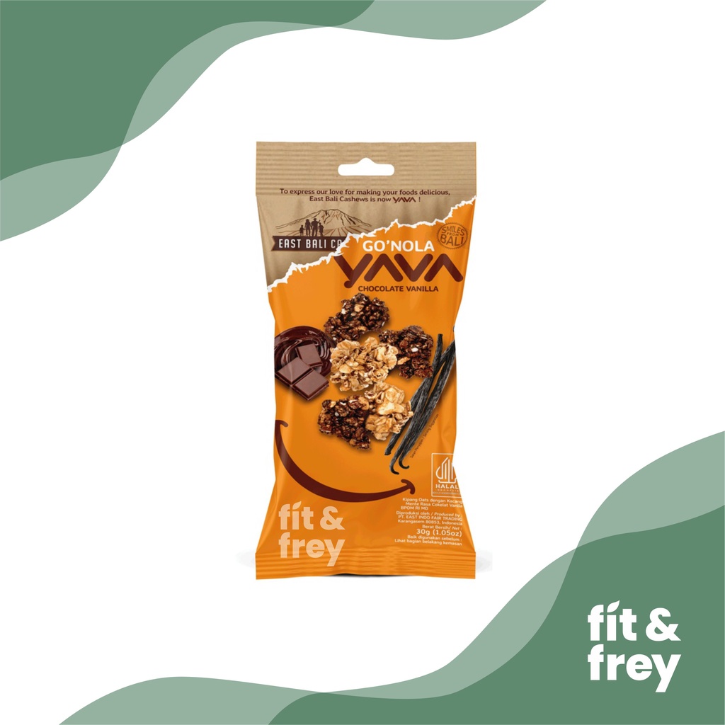 

YAVA Granola Go'Nola Chocolate Vanilla 30g - East Bali Cashews - Granola Bites - Snack Sehat - Go Nola Single Serving - Gonola