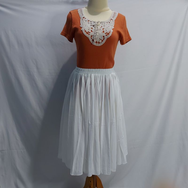 PL Rok Sifon Plisket Putih
