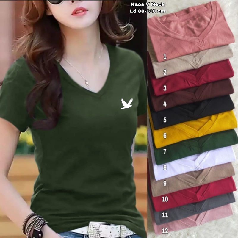 GSC - Kaos Vneck BIRD / Bahan spandex , 1kg muat 7 pcs , fit to L