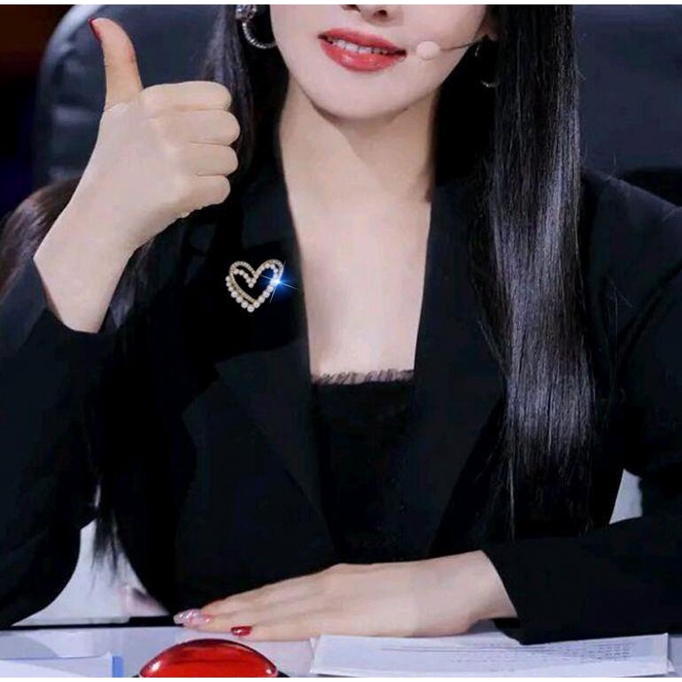 Bros Pin Bentuk Hati Aksen Mutiara Gaya Korea Untuk Wanita