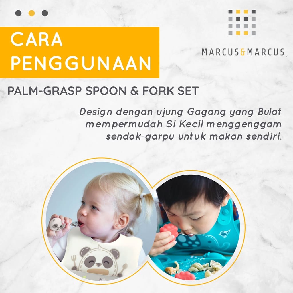 Marcus Palm Grasp Spoon &amp; Fork Set - BB12EP Panda Grey