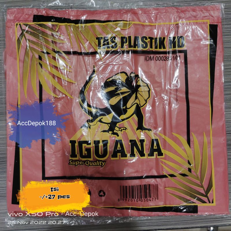 KANTONG TAS PLASTIK HD MERAH IGUANA SUPER QUALITY UKURAN 30 ( 30X55 CM )