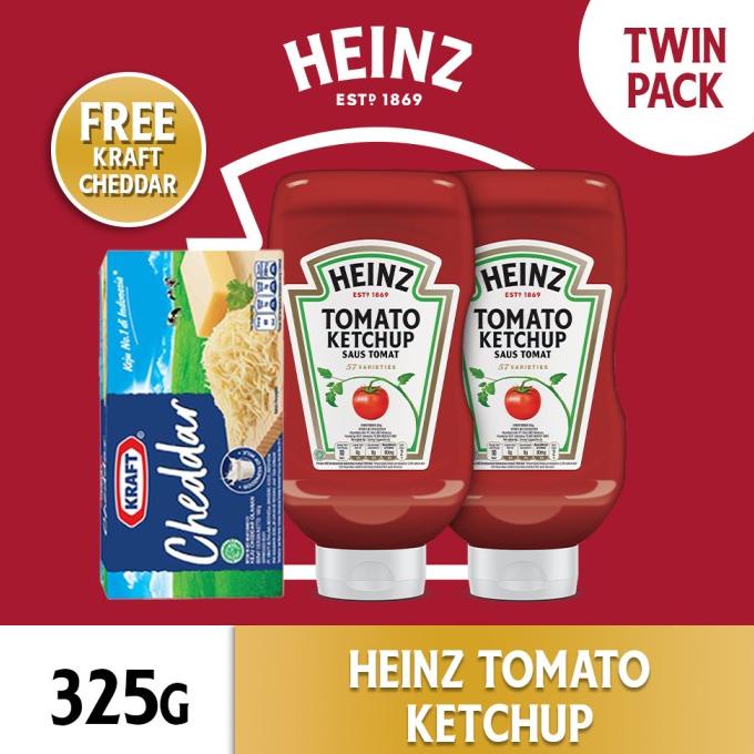 

HEINZ Saus Tomat 325g (2 pcs), Kraft Keju Cheddar 160g