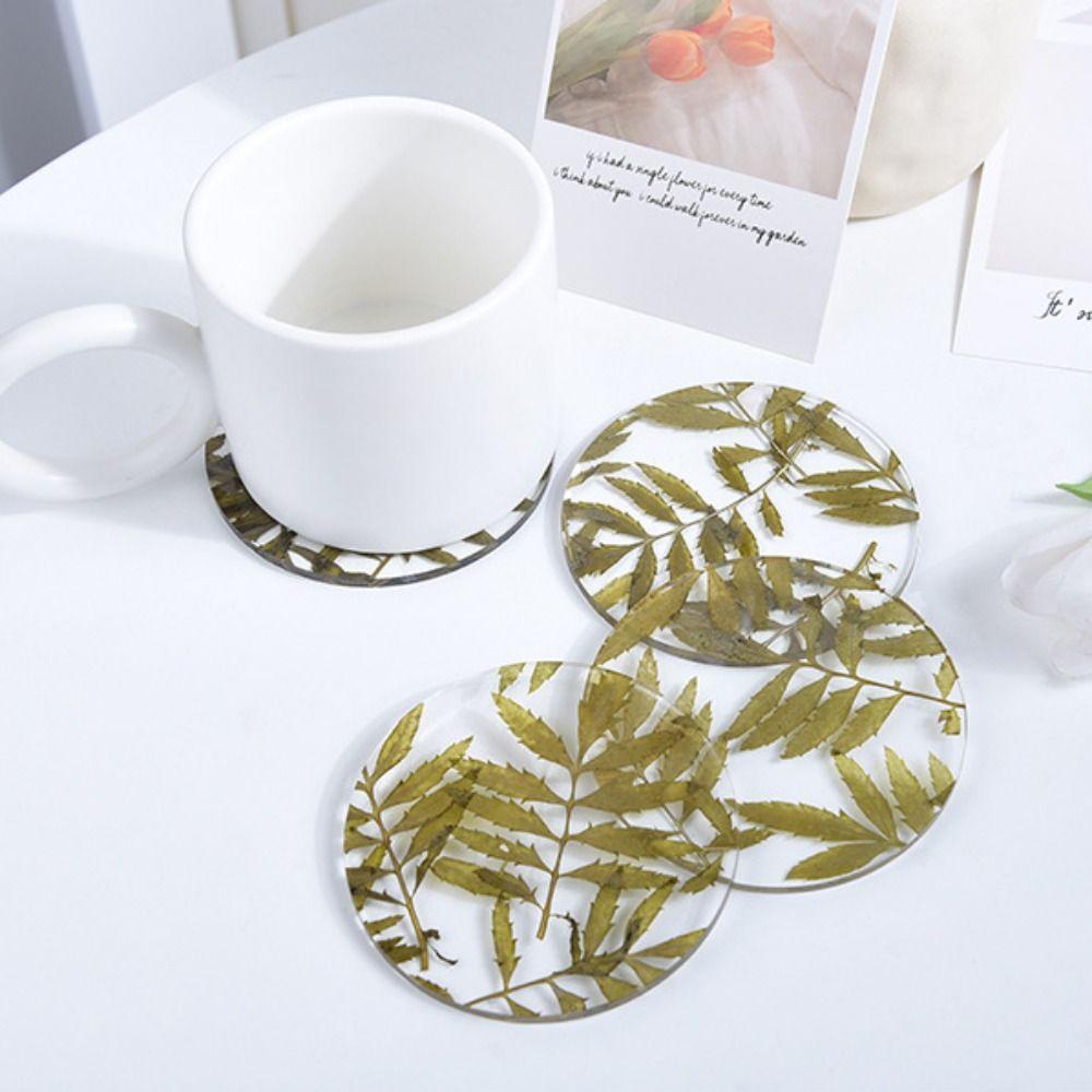【 ELEGANT 】 Cup Coaster 1pcs Tatakan Gelas Handmade Akrilik Kreatif Tanaman Tebal
