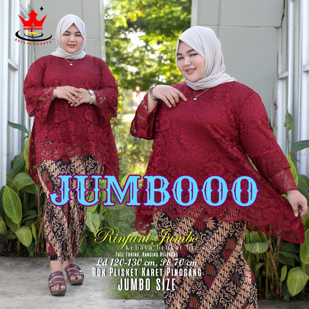 Kebaya Rinjani Jumbo Set Brukat XXL XXXL LD 120 130 CM Setelan Brokat Rinjani Jumbo Kebaya Modern Ba