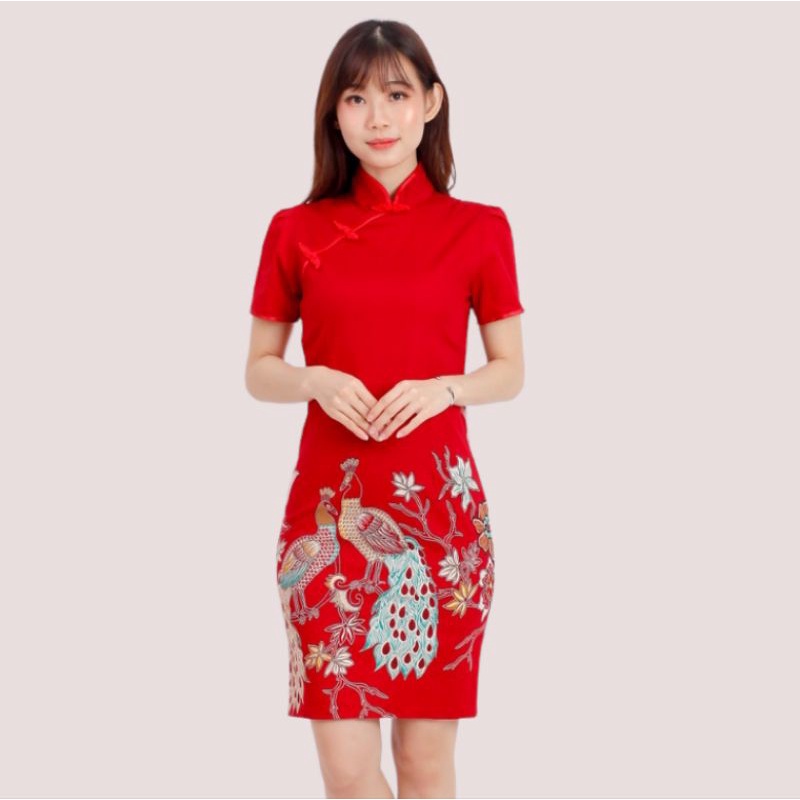 BATIK WANITA  - DRESS BATIK CEONGSAM WANITA CK899-032 MK - BAHAN BATIK STRETCH ( BAHAN BISA MELAR )