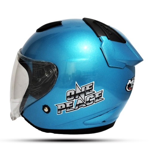 Helm Half Face Solid Mla Dj Maru ICE BLUE ONE PEACE Singel Visor Untuk Pria Dan Wanita Dewasa SNI COD