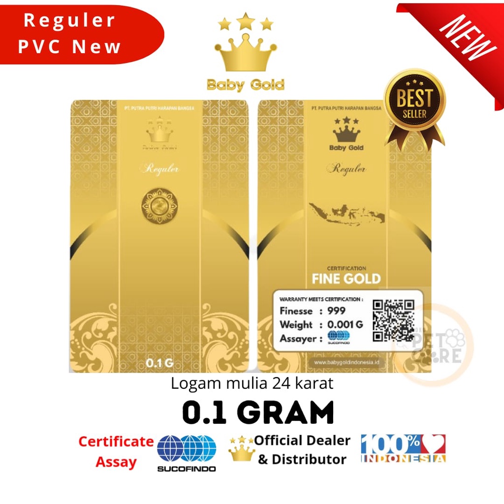 BABY GOLD NEW PVC 0.1 GRAM LOGAM MULIA EMAS MURNI