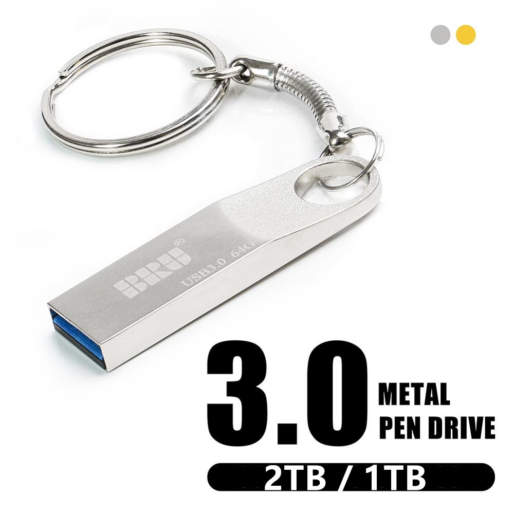 Flash Disk USB 3.0 Kapasitas Besar 2TB Bahan Metal Anti Air Dengan Gantungan Kunci