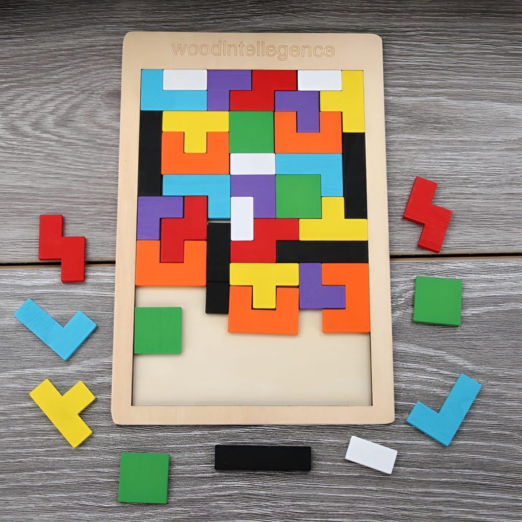 WE Mainan Puzzle Tetris Russian Tertis Block Toy Mainan Edukasi Anak Wood Intellegence