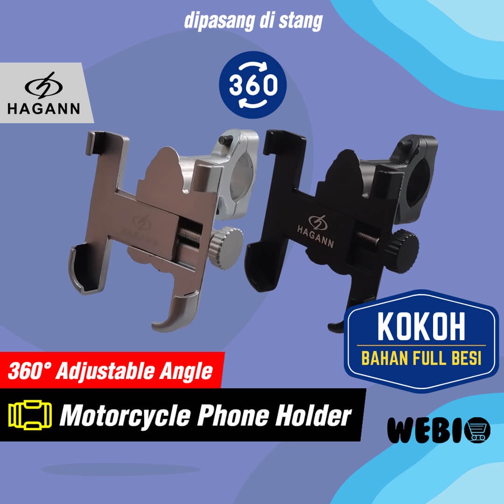 Jual Hagann Sho Holder Hp Motor Stang Stand Dudukan Handphone Besi