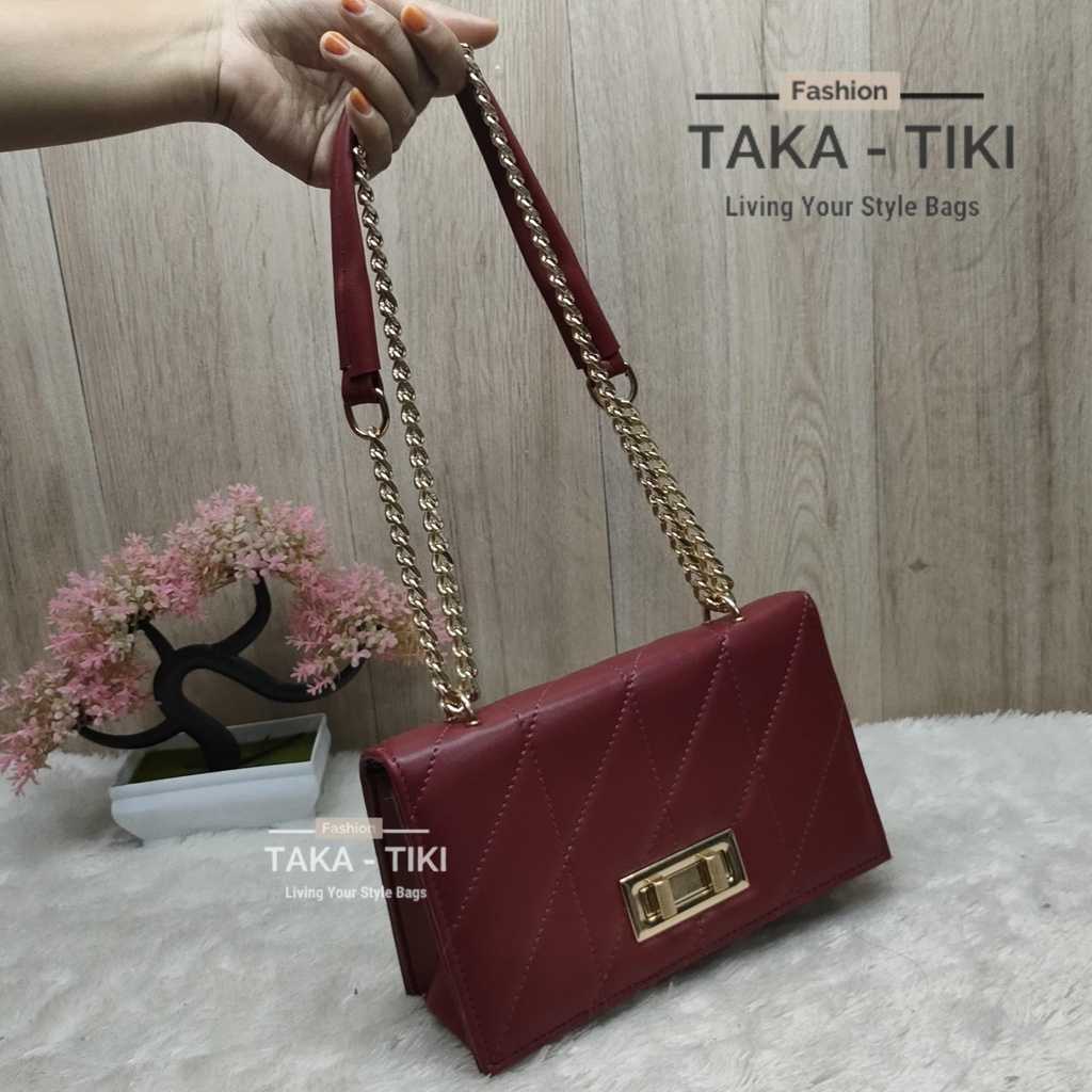 NEW TAS SELEMPANG SLINGBAG KOTAK BOY WANITA SPECIAL EDITION RANTAI TEBAL KOMBINASI