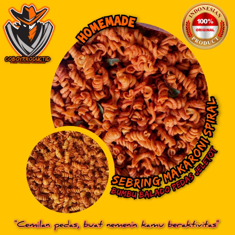 

Seblak Kering/Sebring Makaroni Spiral Balado Pedas Jeletot - 250 Gram