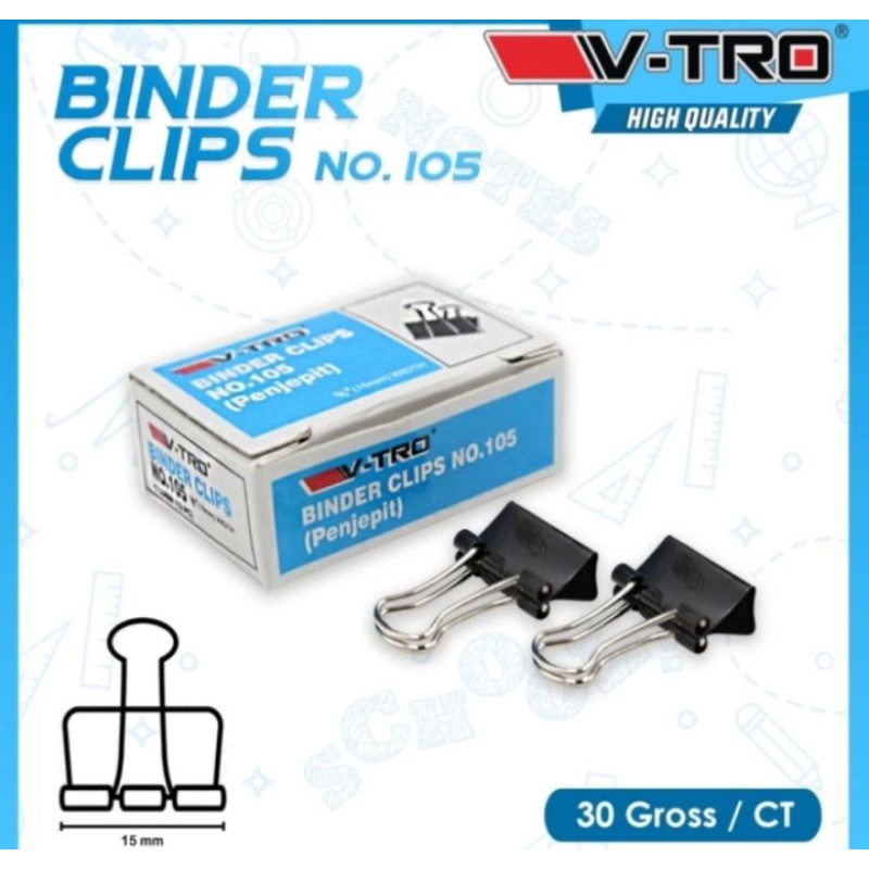 

12pcs Binder Clip Penjepit Kertas Vtro No. 105