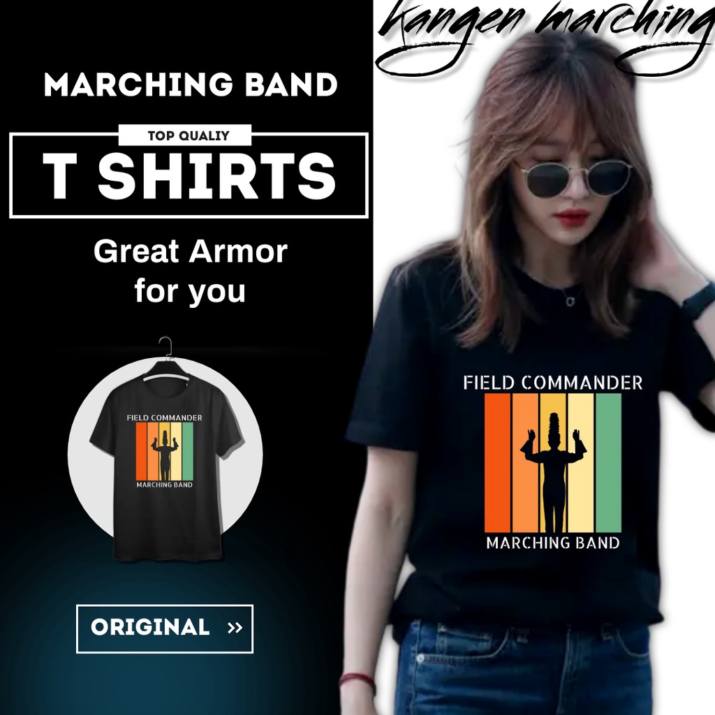 Pakaian Kaos T Shirt Field Commander Gitapati Pria Wanita Marching Band Drum Band Lengan Pendek / Le