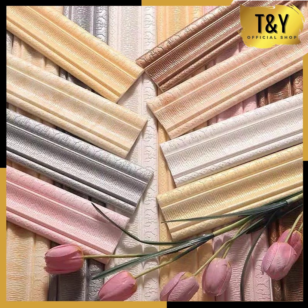 T&amp;Y Wallpaper List Foam 3D Motif Batik 230CM Tebal 8MM Wall Border Sticker Dinding 2,3 Meter Wallborder 2.3M Stiker Dinding Garis Potong Pinggiran Pembatas Wall Trim Line Skirting Murah Import