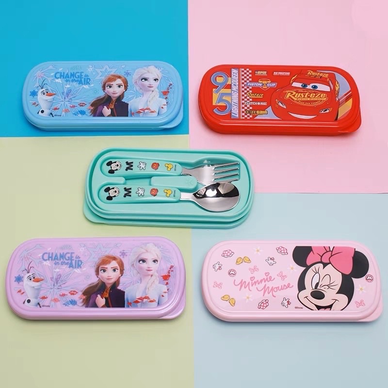 Sendok Garpu Makan Stainless Anak / Sendok Garpu Elsa / Sendok Garpu Mickey Minnie / Sendok Garpu Mc Queen