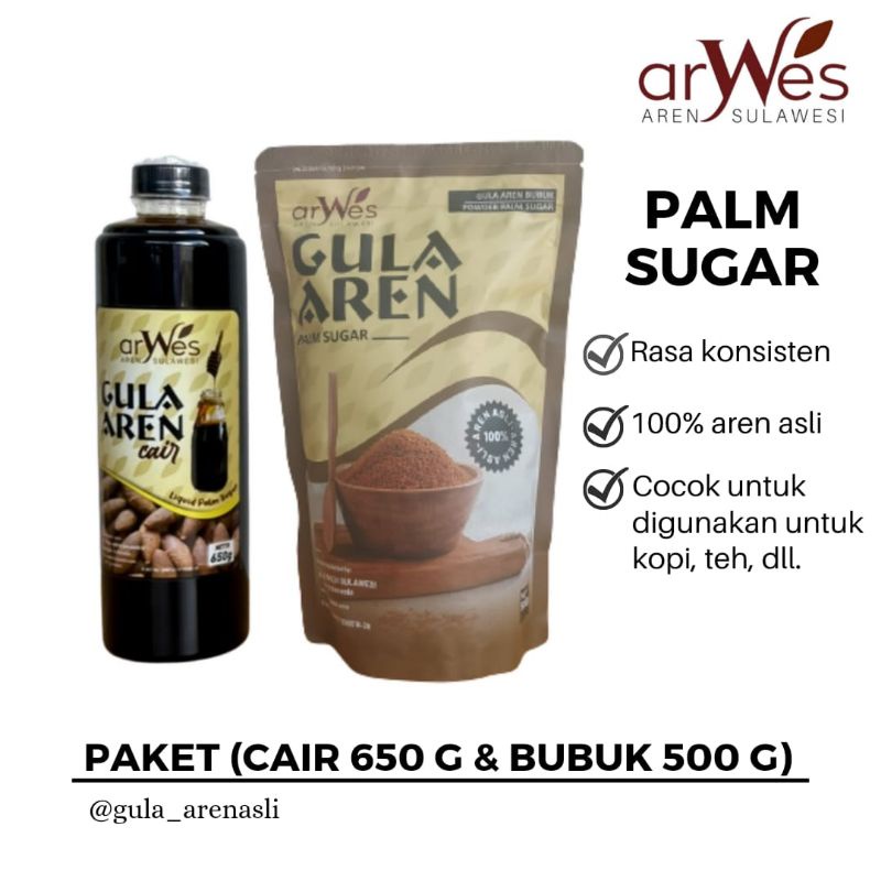 

Paket Gula Aren Bubuk Semut 500g dan Cair 650gr Brown Sugar Arwes