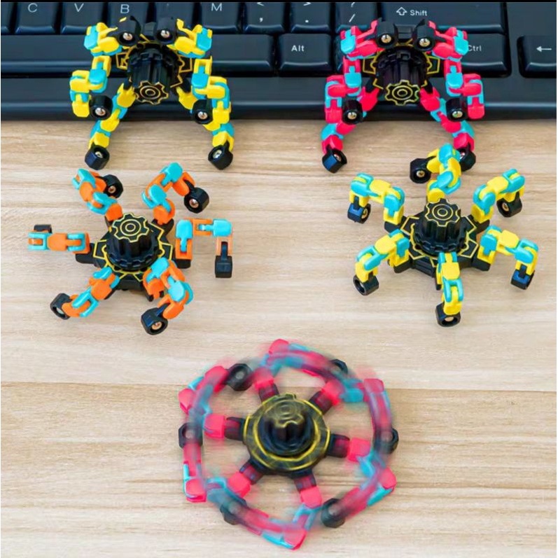 Spinner Fidget Magnetik Glow In The Dark / Mainan Teknologi Kreatif Latih Jari Anak / Spiner Mainan Anti Gabut Menyala / Mainan Kreatif Deformation Fidget Spinner Fingertip Mechanical Gyro