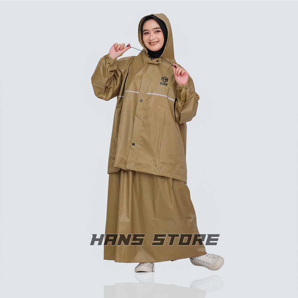 Jas hujan Wanita setelan Baju Dan Rok bahan tebal anti rembes By HANS