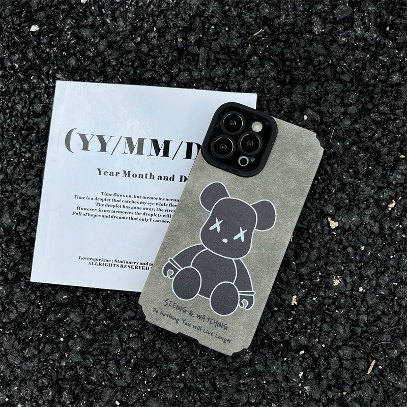 Casing Soft Case Bahan Suede Desain Violent Bear Untuk IPhone 14 13 12 11 Pro MAX 14 Plus