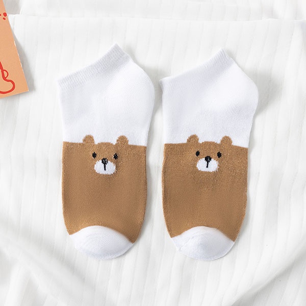 Kaos Kaki Ankle Pria Wanita Motif Beruang Cokelat / Kaus Kaki Pendek Brown Bear Socks Korean Fashion Import / TS-122