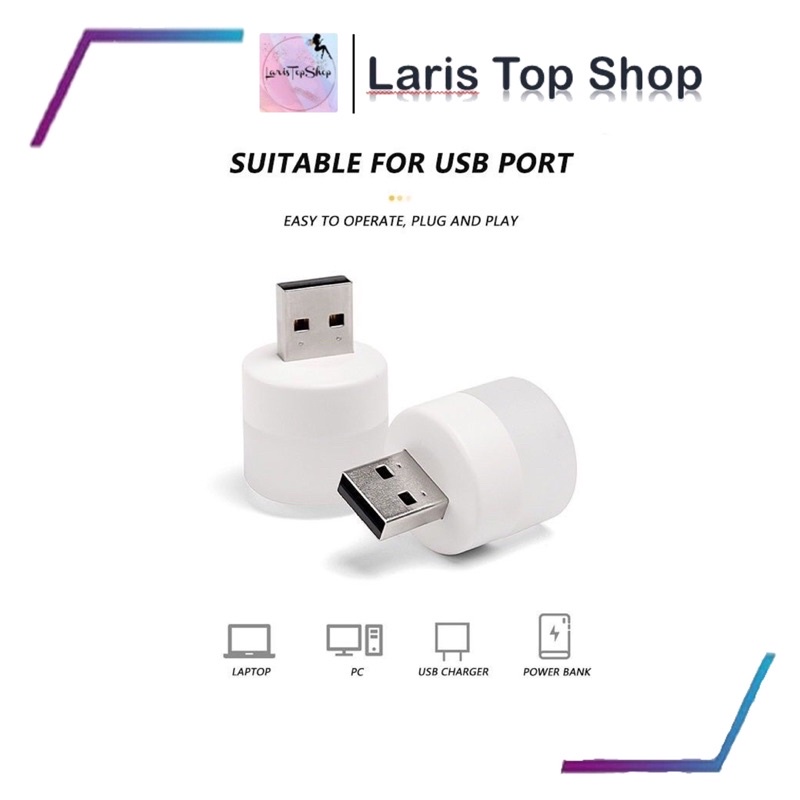 Lampu LED Bulat Mini / Lampu Mini LED USB Portable Kecil / Lampu Baca / Lampu Tidur / Lampu Travel / Mini Light USB
