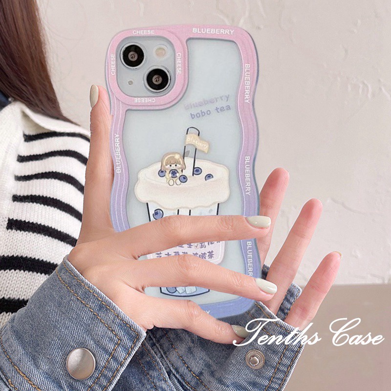 Compatible for IPhone 13 12 11 Pro Max SE2020 X XR Xs Max 7 8 6 6s Plus Soft Case Transparan Motif Milk Tea Untuk