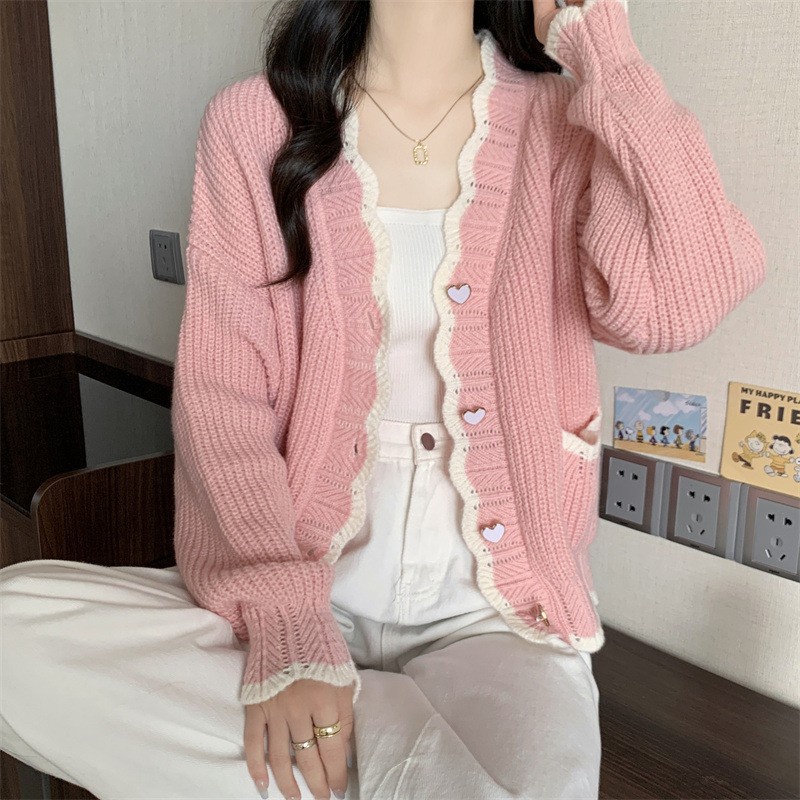 Candy Sweater Cardigan Top Warna Pastel - Atasan Wanita Kardigan Rajut Knit Import - TM (CX1646)