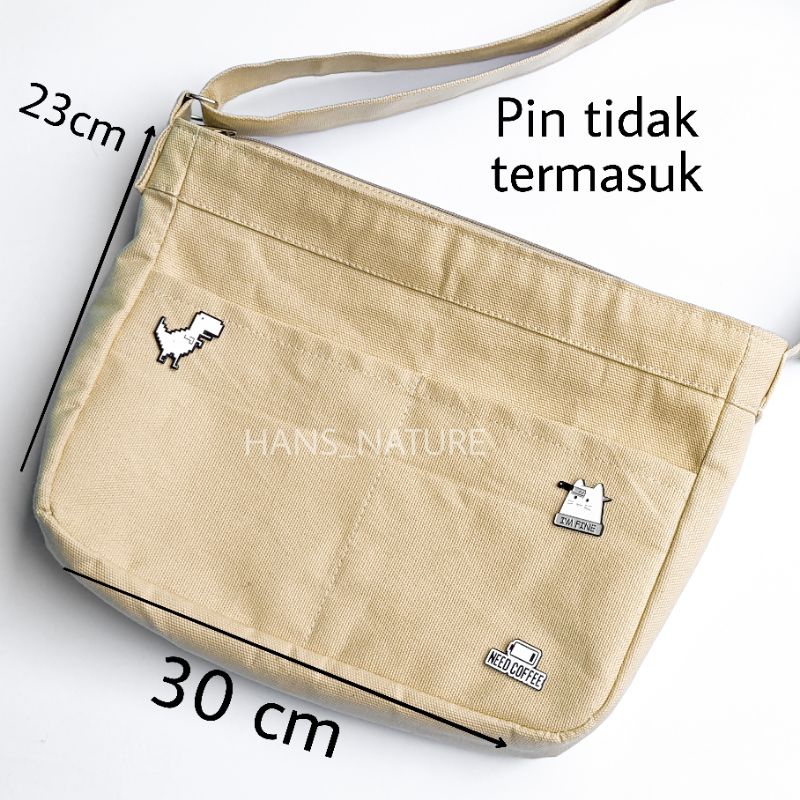 Tas wanita / pria selempang medium kanvas indie bag