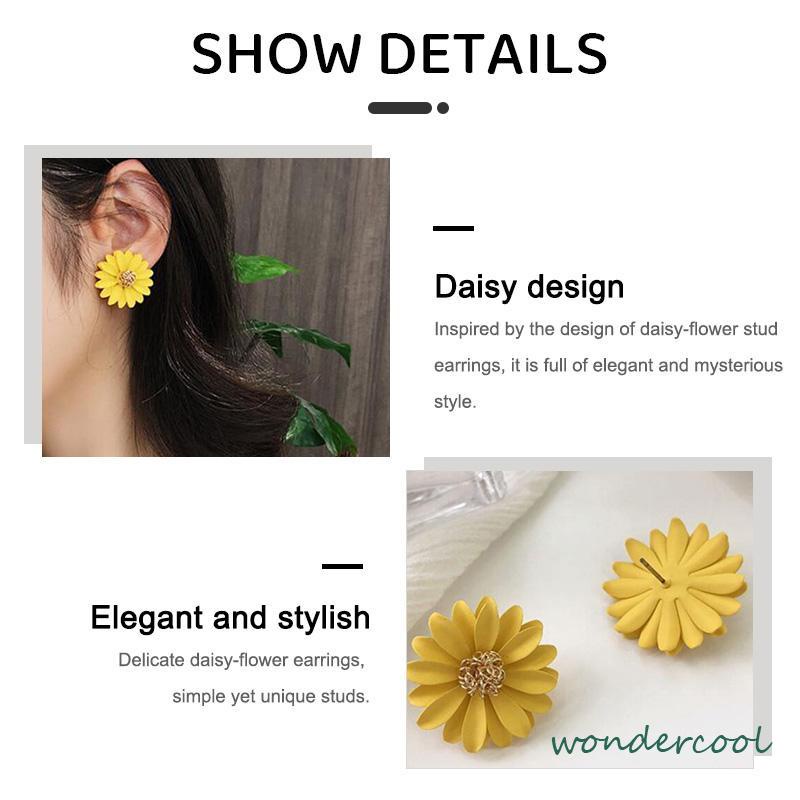 Anting Bunga Matahari Daisy Krisan Korea Fashion Sederhana Gaya Untuk Wanita-Won